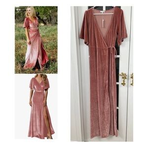 Baltic Born Meghan Velvet Wrap Maxi Dress in Mauve (Size XXL)
